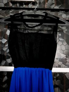 Elegant Black &amp; Blue Maxi Dress
