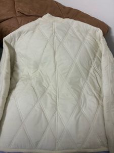 Cream Quilted Button-Down Jacket