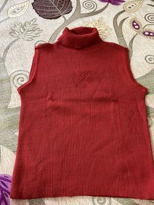 Sleeveless High neck Sweater For Women
