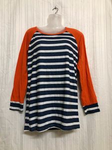 Blue &amp; Orange Long Sleeve Cotton T Shirt
