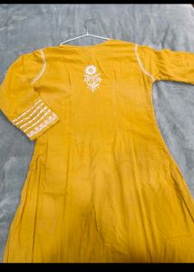 Yellow Chikankari Kurti