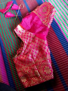 Red &amp; Gold Readymade Saree Blouse