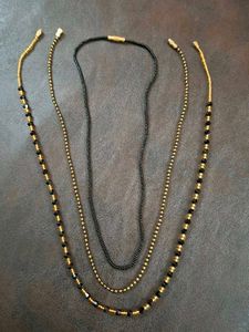 3 Beaded Mangalsutra Necklaces With 2-6 Bangles