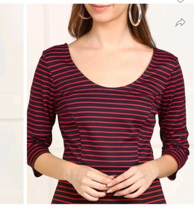 Blue &amp; Peach Horizontal Stripes Middle