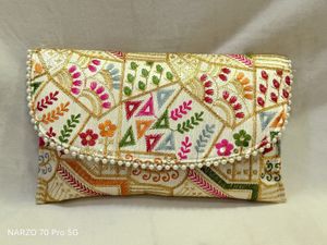 Embroidered Clutch with Pearl Detail