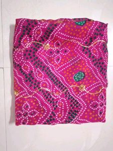 Brand New Bandhani Printed Saree with tikki work