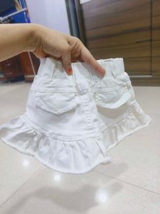 White Denim Skirt For 1 To 2 Years Old Girl