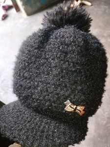 Cute Black Beanie with Bow