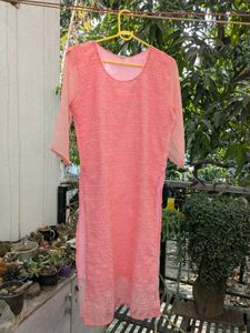 Peach Embroidered Kurta