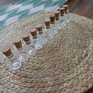 Set Of 10, 10 ml Glass Bottles With Cork