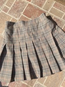 Pleated Plaid Mini Skirt