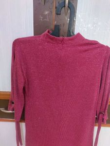 Ribbed Knit Top with Tie Sleeves