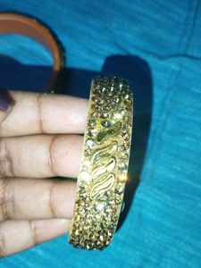 Brown &amp; Gold Bejeweled Bangles (Set of 2)
