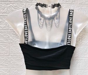 Black &#39;LOVE&#39; Crop Top For Medium To Large Size