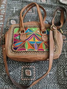 Camel Leather Sling Bag