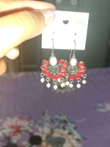 Red Flower Dangle Earrings