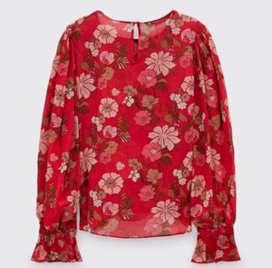 Zara Floral Ruffle Blouse