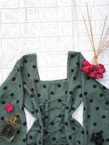 Corset Back Polka Dot Kurti 🖤