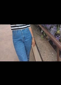Blue Straight Fit Mom Jeans