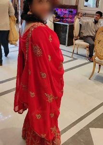 Red Embroidered And Heavy Sharara Suit