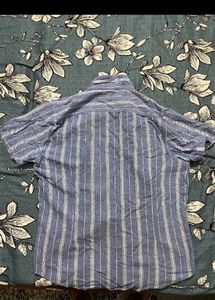 HERE&amp;NOW Men Slim Fit OpaqueStripedCubanCollar C