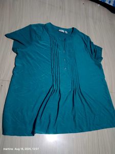 Teal Button-Detail Top