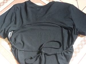 URBANIC BLACK OVAL BACK CROP TOP