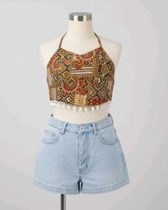 Crop Top and denim shorts combo