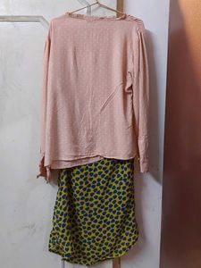 Polka Dot Shirt With Sleevless Top Combo