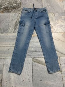 Blue Denim Cargo Pants