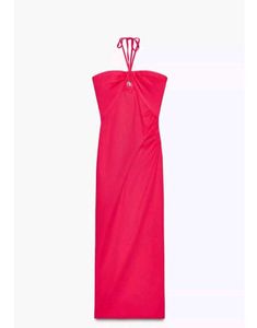 ZARA Red Halter Midi Dress