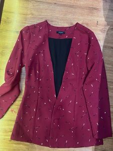 Burgundy Blazer with Print