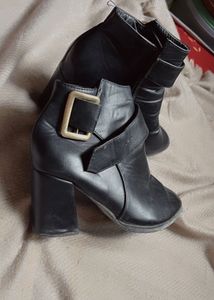 Black Buckle Ankle Boots-SIZE 3