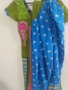 Blue Patterned Casual Pants