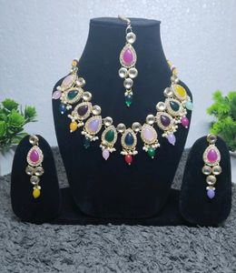 Multicolour Monalisa stone necklace set for women