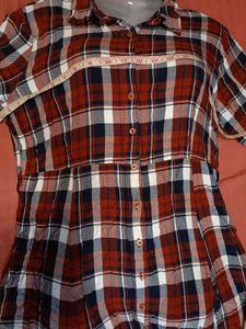 Casual Checkered Shirt Dress