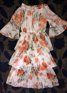 White Floral Dress | Off Shoulder |