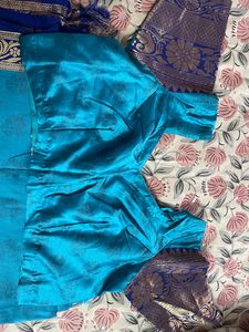Teal &amp; Blue Silk Saree with Blouse.