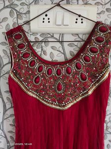 Red Embellished Ethnic Gown