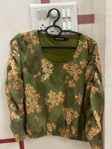 Sassafras Floral Olive Green Top