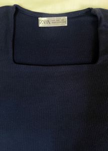 Square Neck Navy Blue Colour Top