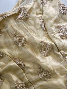 Golden Net Work Skirt And Sleeveless Top