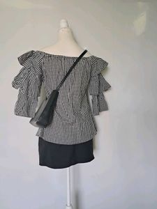 Checkered Off-Shoulder Top