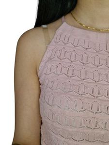 Elegant Knitted Pink Halter Neck Top