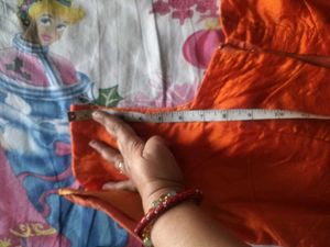 Orange Silk Saree with Gold Details