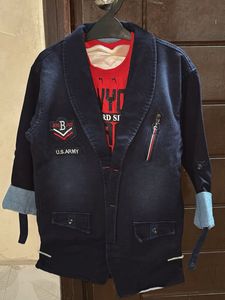 Boys Denim Jacket &amp; Tee And Jeans Set