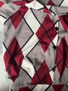 Red Cream Symmetrical Design Shirt