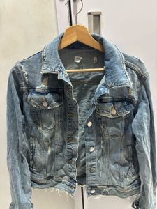 Thrifted Zara Distressed Denim Jacket