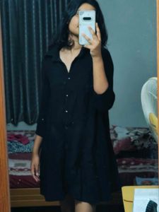 Black Button-Down Shirt Dress