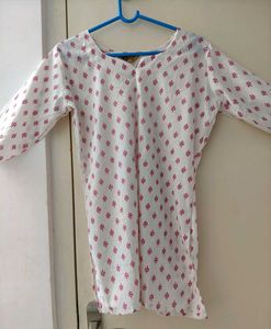 White And Pink Short Kurti For Daily Wear